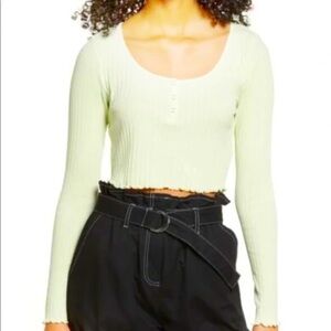 Nordstrom Y2K Style 2000s BP Henley Long Sleeves Crop Top  Size XL